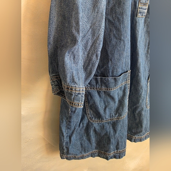 Old Navy Denim Shirt Dress Chore Pockets Popover Henley Sz 2X - Picture 6 of 10